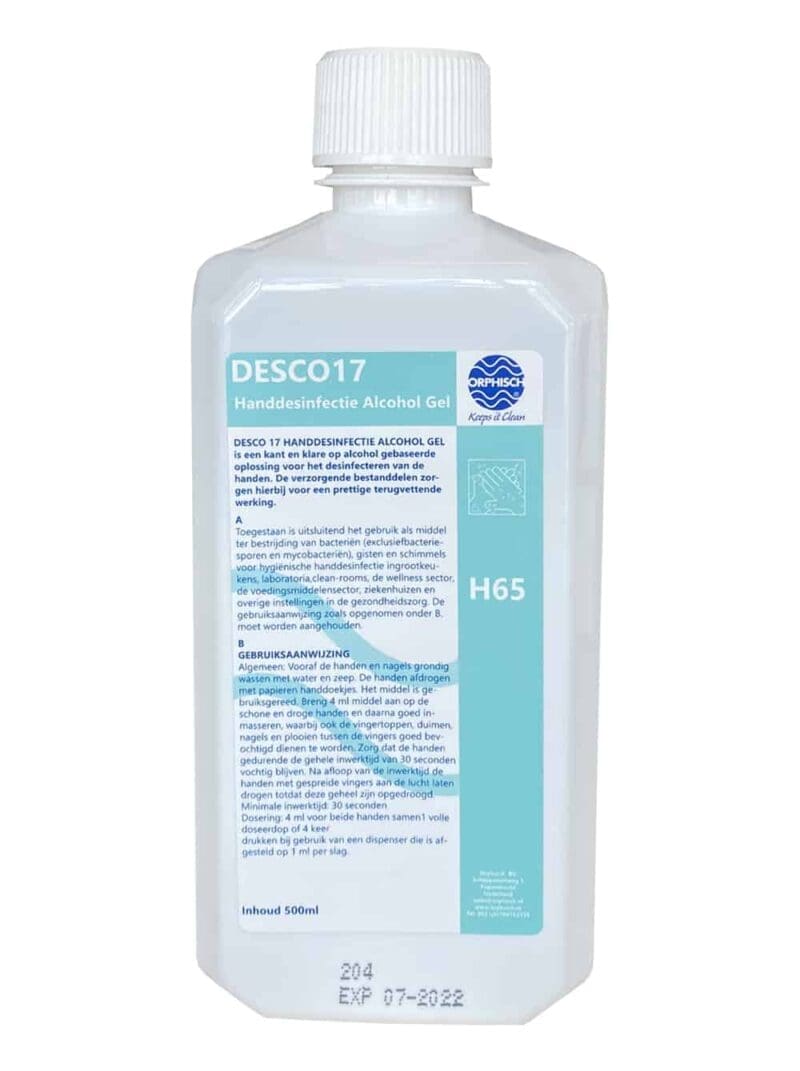 Desinfecterende handgel DESCO17 Handalcohol 500ml voor in Santral Ingoman / Ophardt elleboogdispensers - 65981910