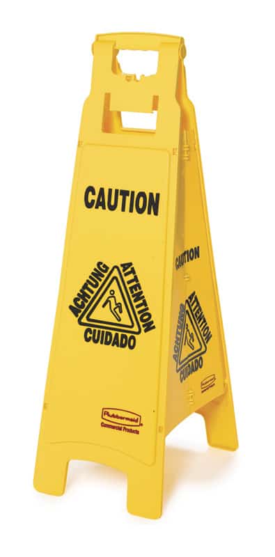 Vierzijdig waarschuwingsbord - meertalig symbool "Caution Wet Floor" - FG611477