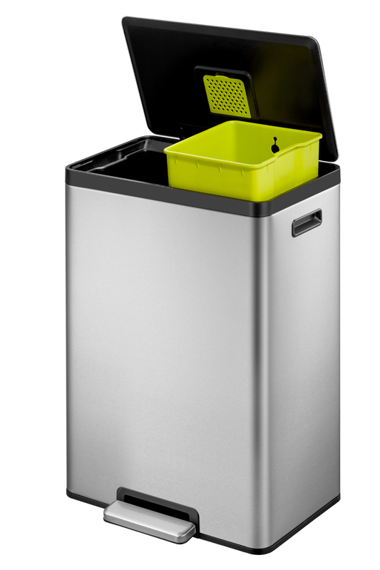 EcoCasa 2 recycling pedaalemmer 20+20 liter mat RVS - VB 913840