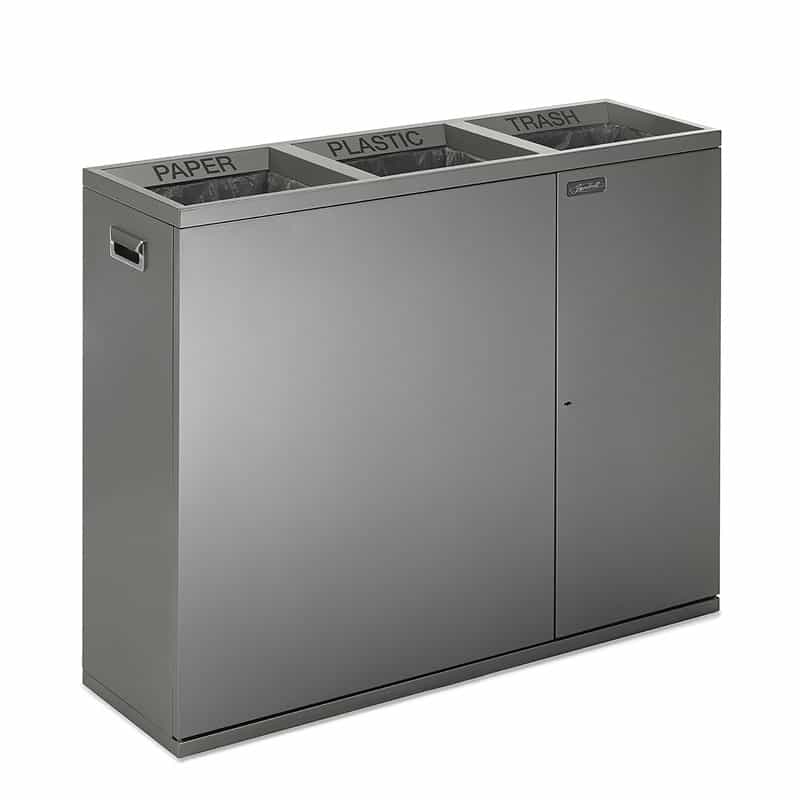 Afvalscheidingsstation 3x75,7 liter metallic zilver - VB 002089
